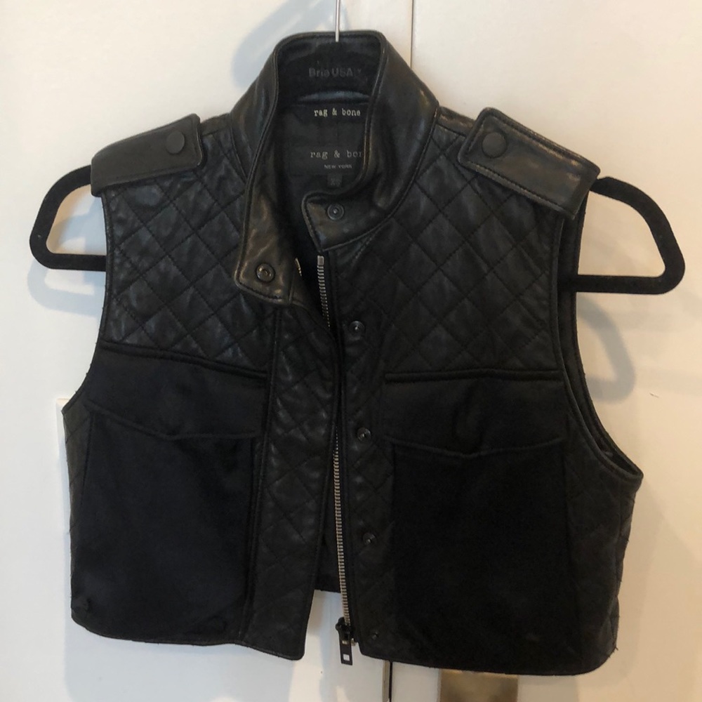 Rag and Bone lamb leather cropped vest